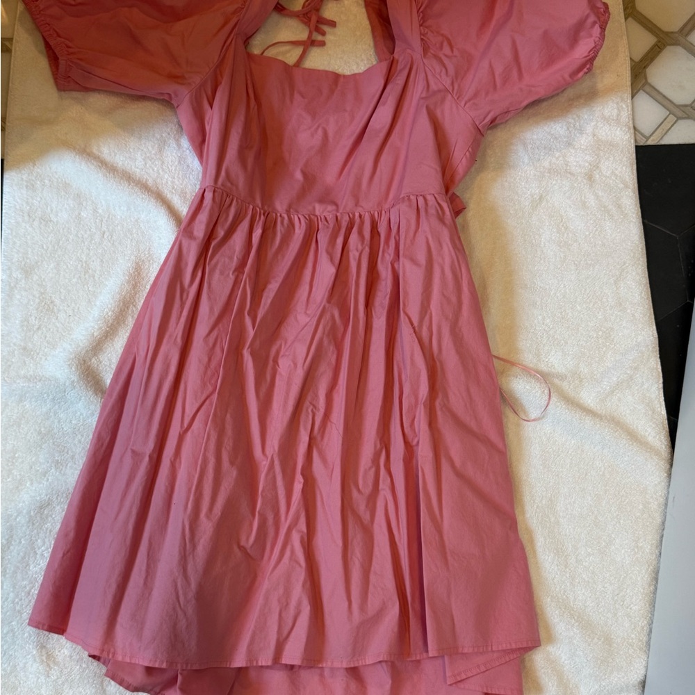 Pink Puff-Sleeve Dress